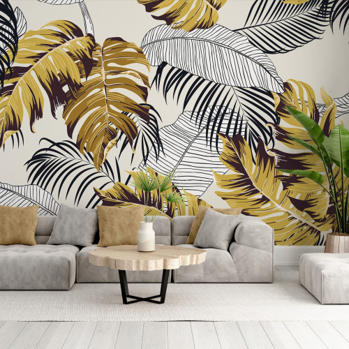 Papier peint panoramique - Feuilles tropicales