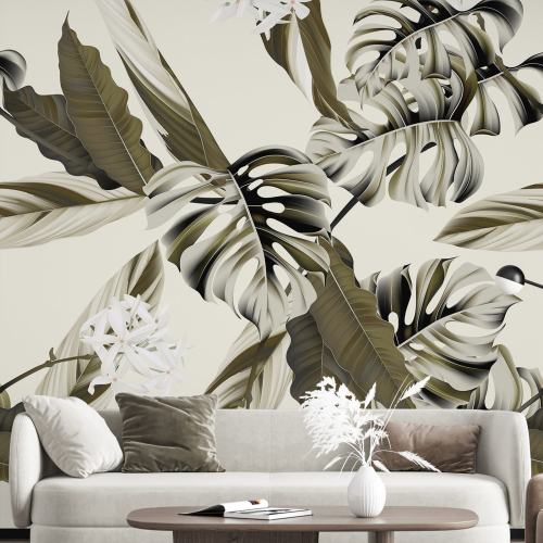 Papier peint panoramique - Feuilles tropicales