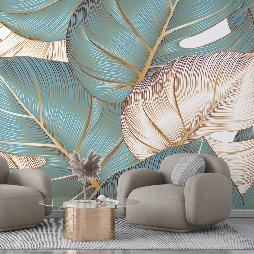 Papier peint panoramique - Feuilles tropicales