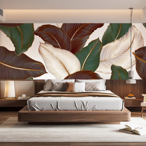 Papier peint panoramique - Feuilles tropicales