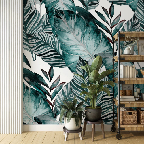 Papier peint panoramique - Feuilles tropicales