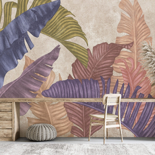 Papier peint panoramique - Feuilles tropicales