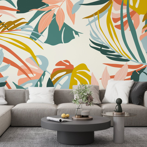 Papier peint panoramique - Feuilles Tropicales