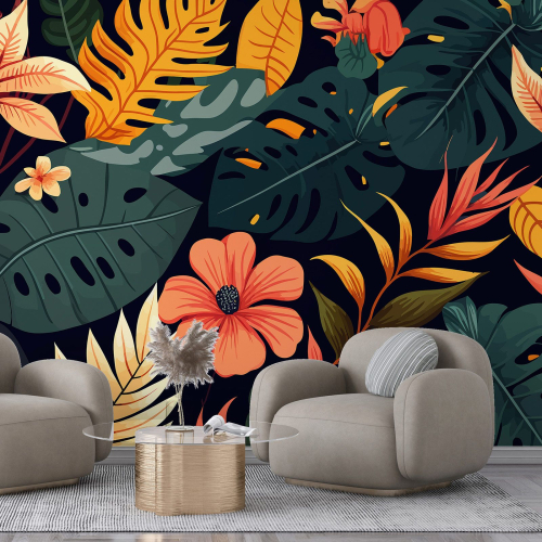 Papier peint panoramique - Feuilles Tropicales