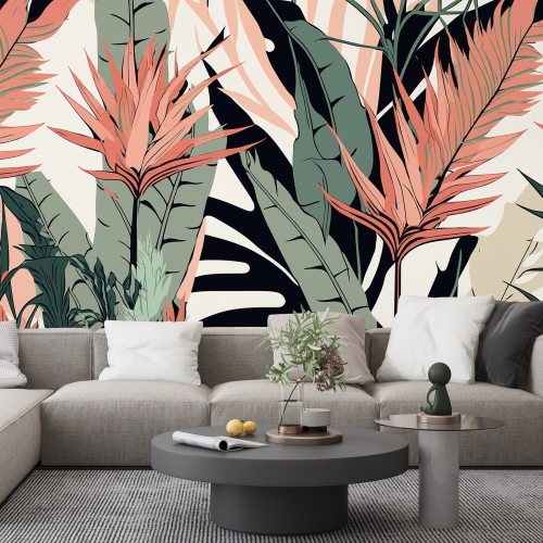 Papier peint panoramique - Feuilles Tropicales