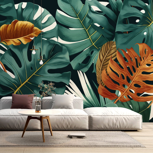 Papier peint panoramique - Feuilles Tropicales