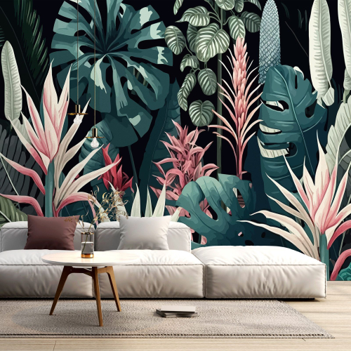 Papier peint panoramique - Feuilles Tropicales