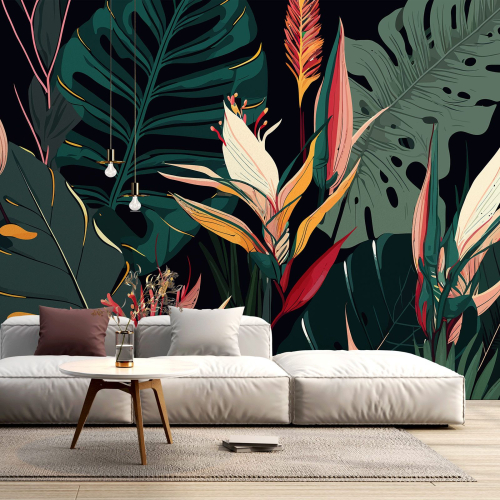 Papier peint panoramique - Feuilles Tropicales