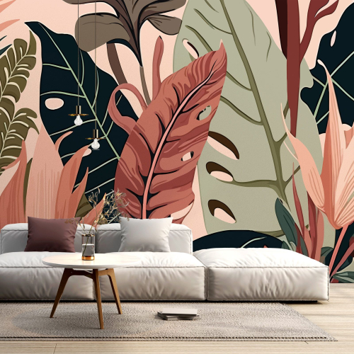 Papier peint panoramique - Feuilles Tropicales