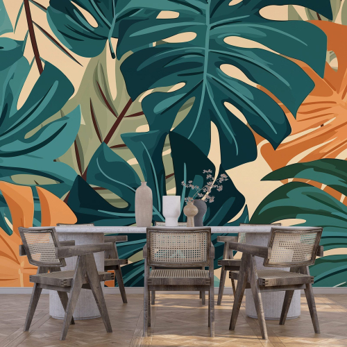 Papier peint panoramique - Feuilles Tropicales