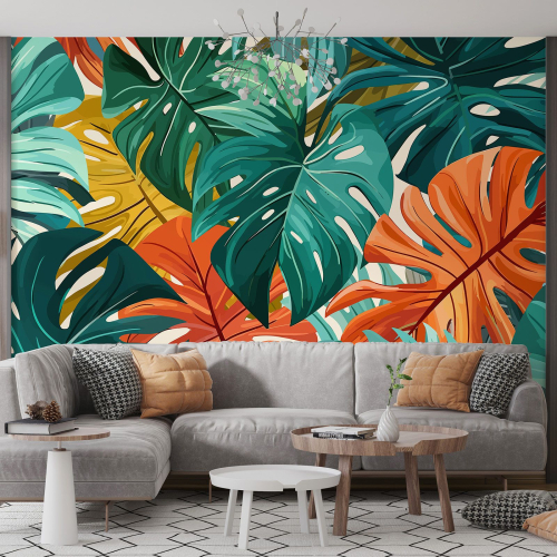 Papier peint panoramique - Feuilles Tropicales