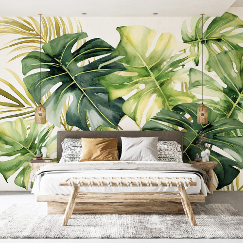 Papier peint panoramique - Feuilles Tropicales