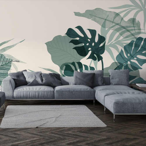 Papier peint panoramique - Feuilles Tropicales