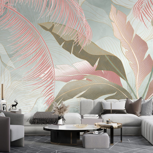 Papier peint panoramique - Feuilles Tropicales