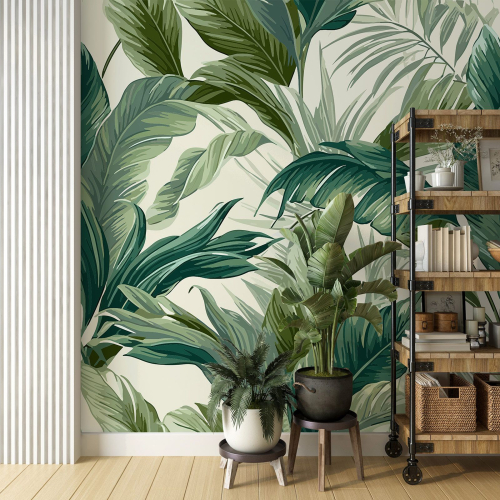 Papier peint panoramique - Feuilles tropicales
