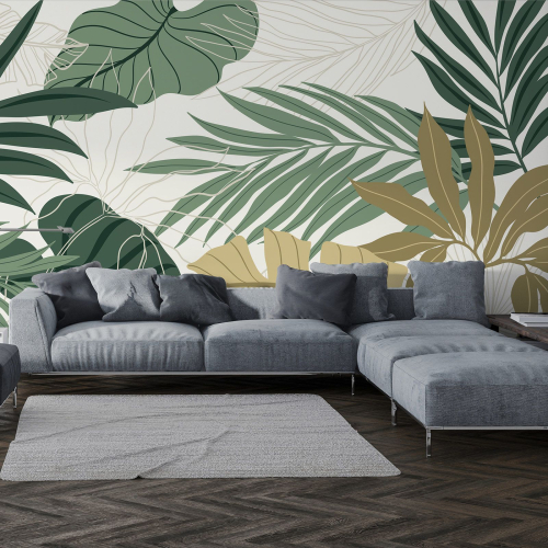 Papier peint panoramique - Feuilles Tropicales
