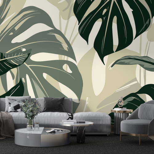 Papier peint panoramique - Feuilles tropicales
