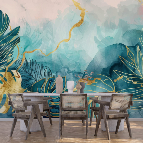 Papier peint panoramique - Feuilles tropicales