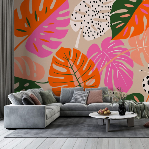 Papier peint panoramique - Feuilles tropicales