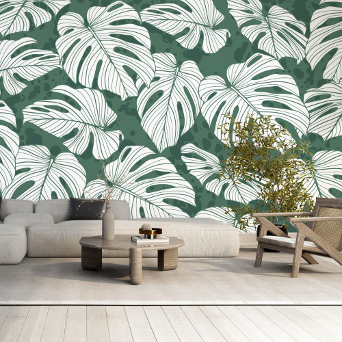 Papier peint panoramique - Feuilles tropicales