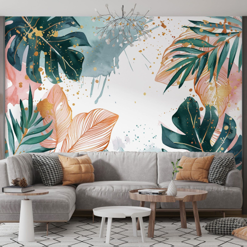 Papier peint panoramique - Feuilles tropicales