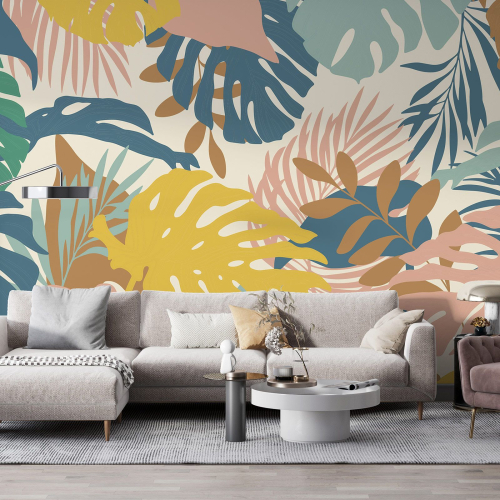 Papier peint panoramique - Feuilles tropicales