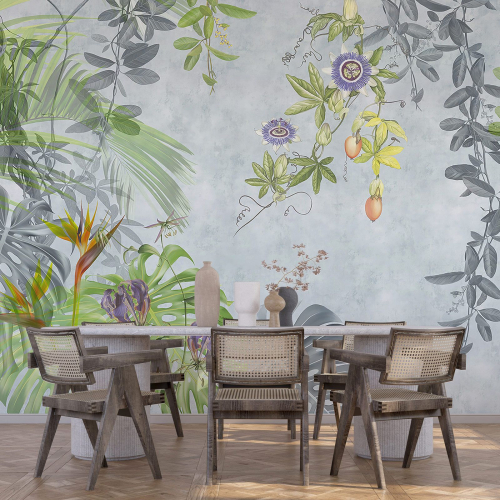 Papier peint panoramique - Feuilles Tropicales