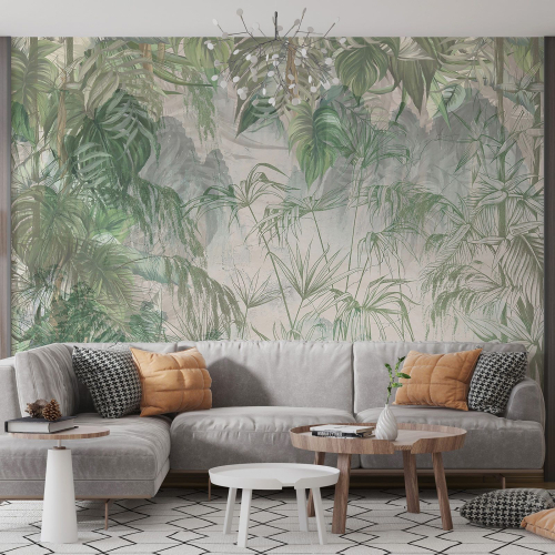 Papier peint panoramique - Feuilles Tropicales