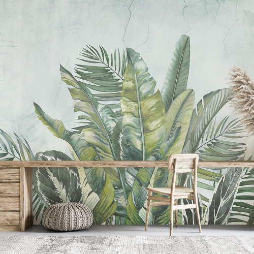 Papier peint panoramique - Feuilles Tropicales
