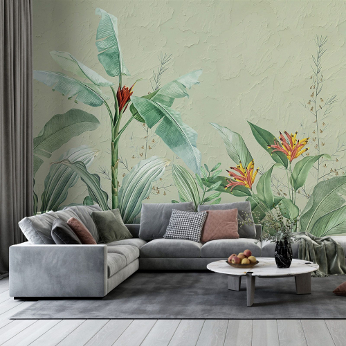 Papier peint panoramique - Feuilles Tropicales