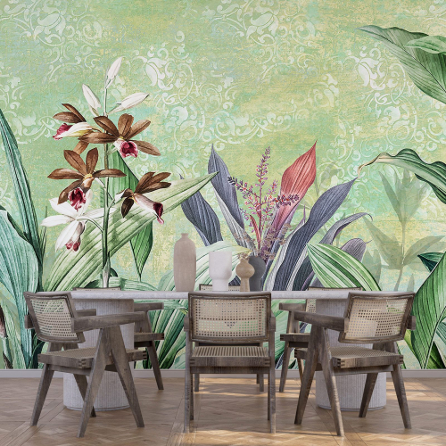 Papier peint panoramique - Feuilles Tropicales