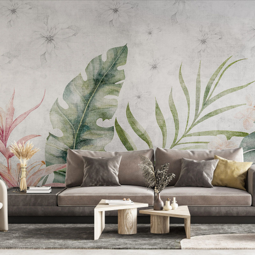 Papier peint panoramique - Feuilles Tropicales