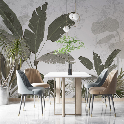Papier peint panoramique - Feuilles Tropicales