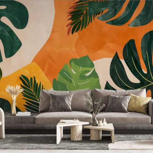 Papier peint panoramique - Feuilles tropicales