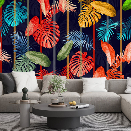 Papier peint panoramique - Feuilles tropicales