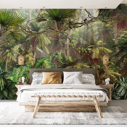 Papier peint panoramique - Feuilles tropicales