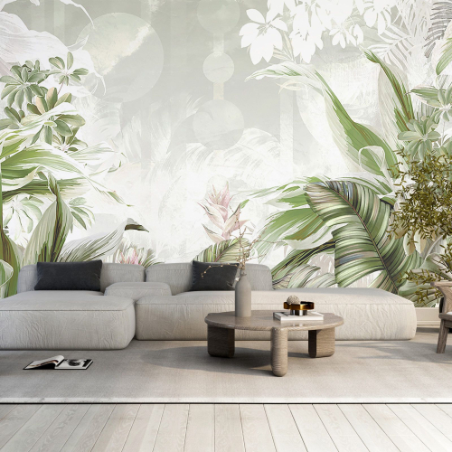 Papier peint panoramique - Feuilles tropicales