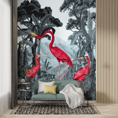 Papier peint panoramique - Flamant Rose Oiseaux