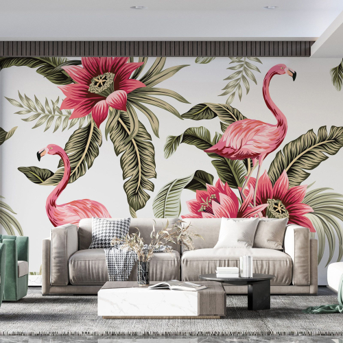 Papier peint panoramique - Flamants roses