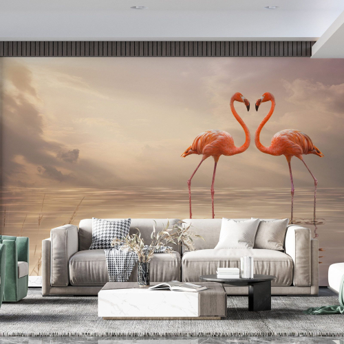 Papier peint panoramique - Flamants roses
