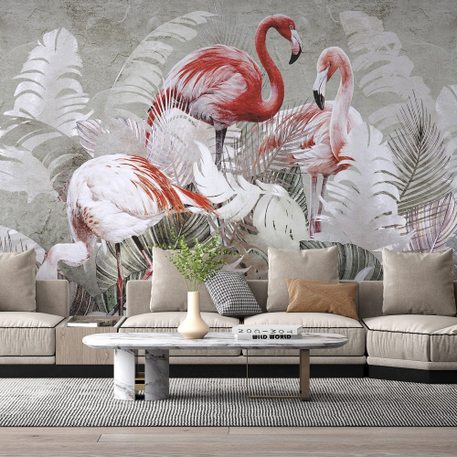Papier peint panoramique - Flamants roses