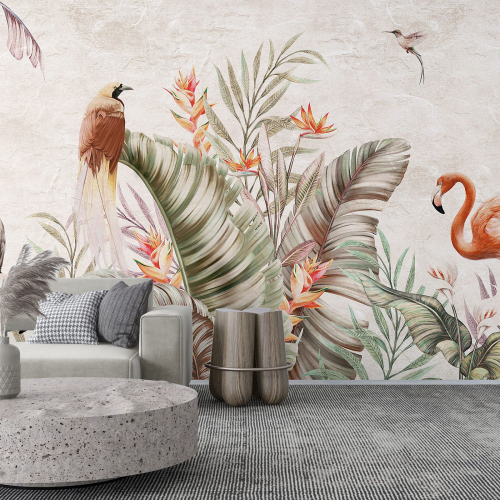Papier peint panoramique - Flamants Roses
