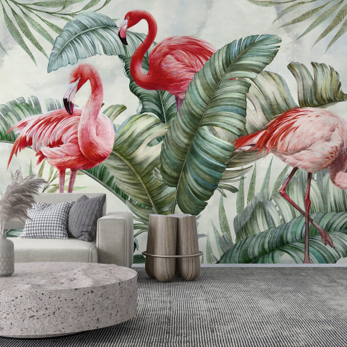 Papier peint panoramique - Flamants roses