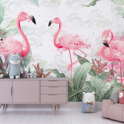 Papier peint panoramique - Flamants roses