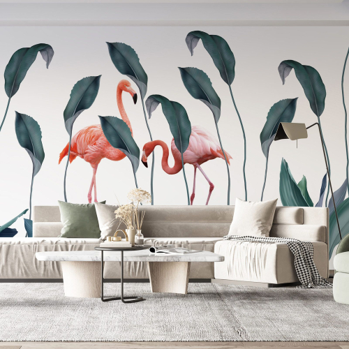 Papier peint panoramique - Flamants roses
