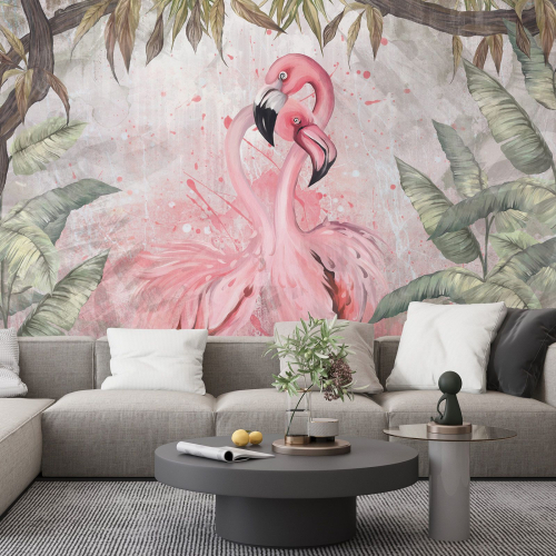 Papier peint panoramique - Flamants roses