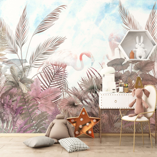 Papier peint panoramique - Flamants roses