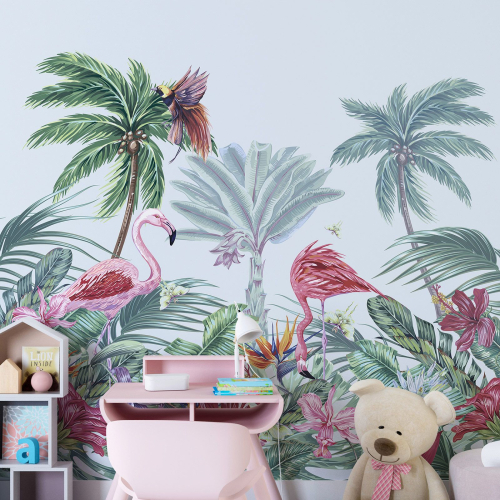 Papier peint panoramique - Flamants Roses