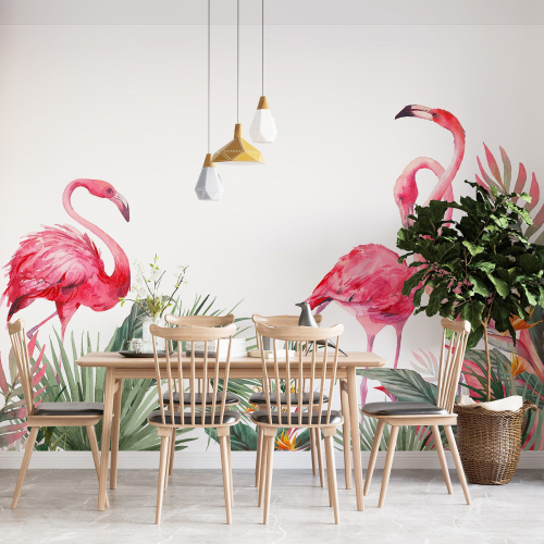 Papier peint panoramique - Flamants roses