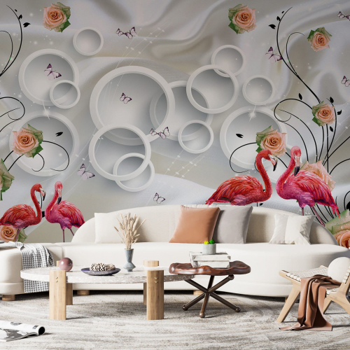 Papier peint panoramique - Flamants Roses